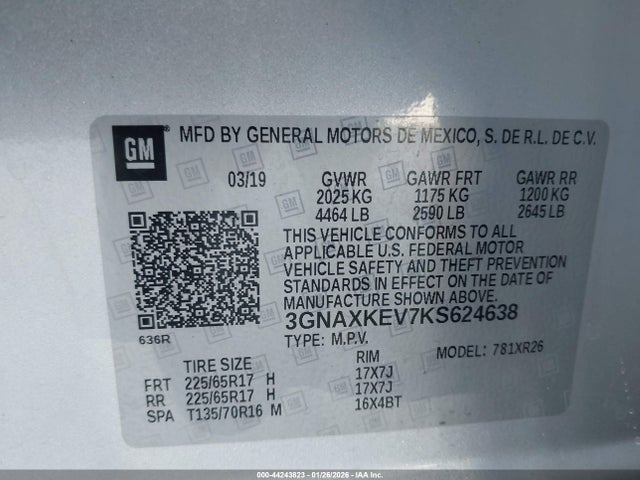 2019 CHEVROLET EQUINOX 3GNAXKEV7KS624638 Photo 8