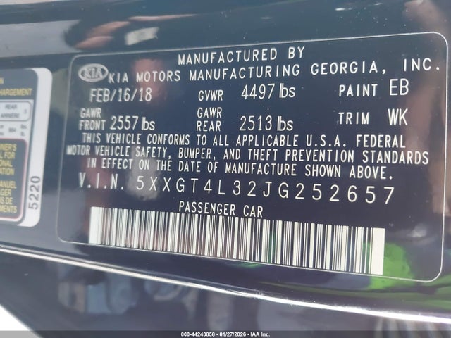 5XXGT4L32JG252657 KIA Optima Lx