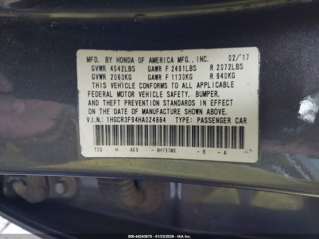 1HGCR3F94HA024884 Honda Accord Touring V6