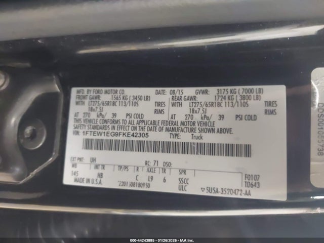 Ford F-150 Lariat 2015 1FTEW1EG9FKE42305 Image 9