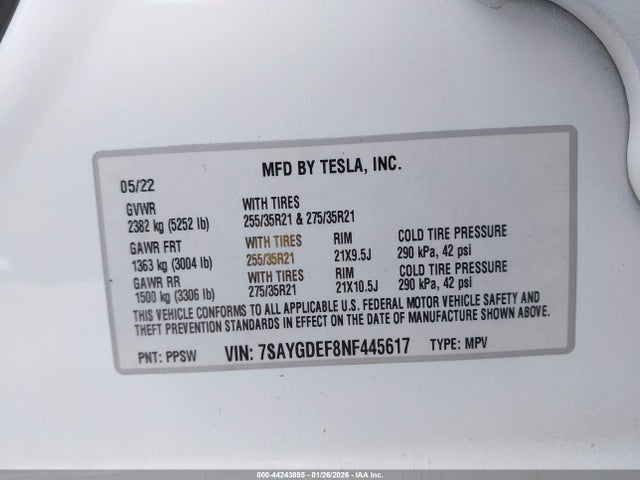 2022 TESLA MODEL Y 7SAYGDEF8NF445617 Photo 8