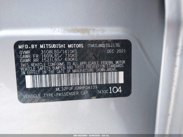 2022 MITSUBISHI MIRAGE G4 ML32FUFJ0NHF04139 Photo 8