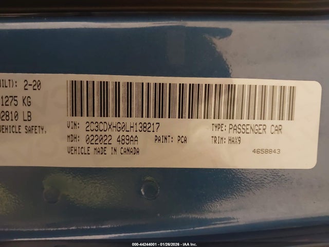 2C3CDXHG0LH138217 Dodge Charger Gt Rwd
