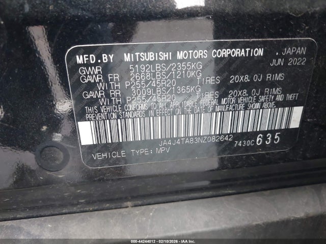 2022 MITSUBISHI OUTLANDER JA4J4TA83NZ082642 Photo 8