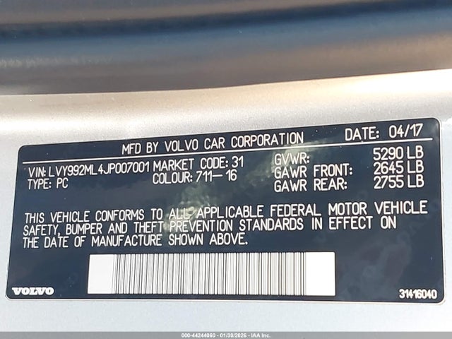 2018 VOLVO S90 LVY992ML4JP007001 Photo 8