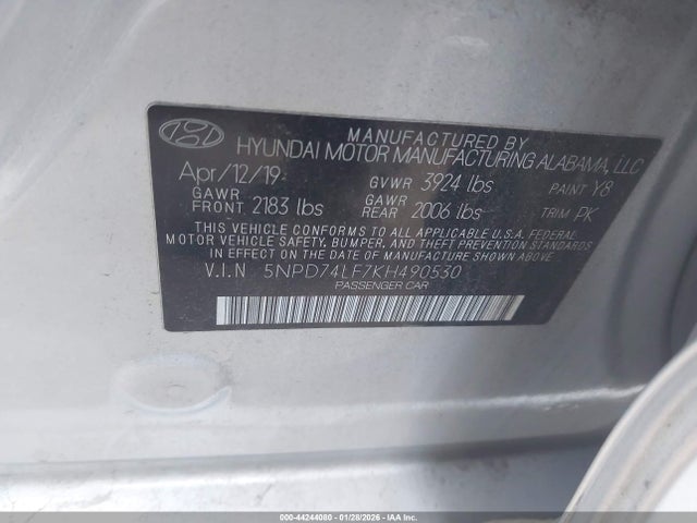 2019 HYUNDAI ELANTRA 5NPD74LF7KH490530 Photo 8