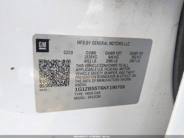 1G1ZB5ST6KF190708 Chevrolet Malibu 1ls
