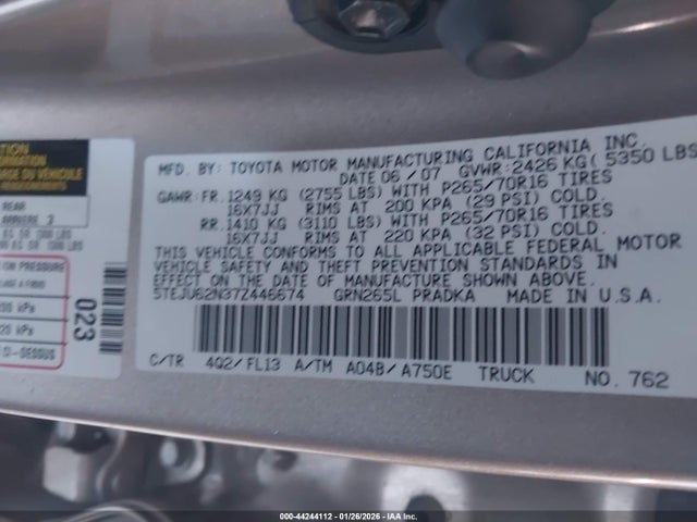 2007 TOYOTA TACOMA 5TEJU62N37Z446674 Photo 8
