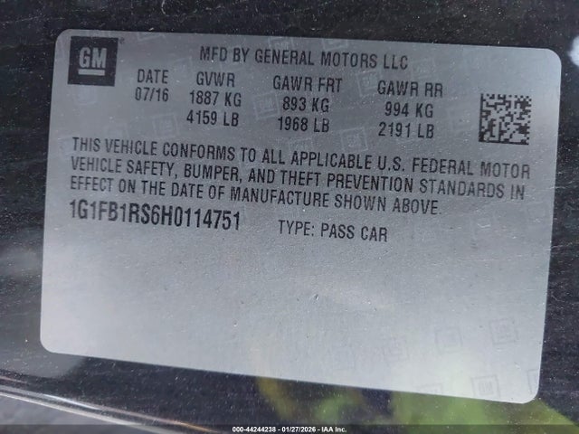 Chevrolet Camaro 1lt 2017 1G1FB1RS6H0114751 Image 9