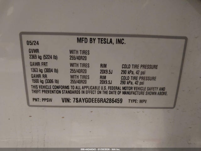 2024 TESLA MODEL Y 7SAYGDEE6RA286459 Photo 8
