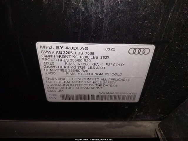 Aukcja sprzedaży 2023 Audi E-tron Premium Quattro, vin: WA1AAAGE3PB004755, numer aukcji: 44244351