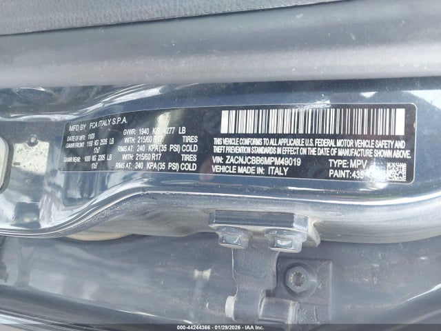 Aukcja sprzedaży 2021 Jeep Renegade Latitude Fwd, vin: ZACNJCBB6MPM49019, numer aukcji: 44244366
