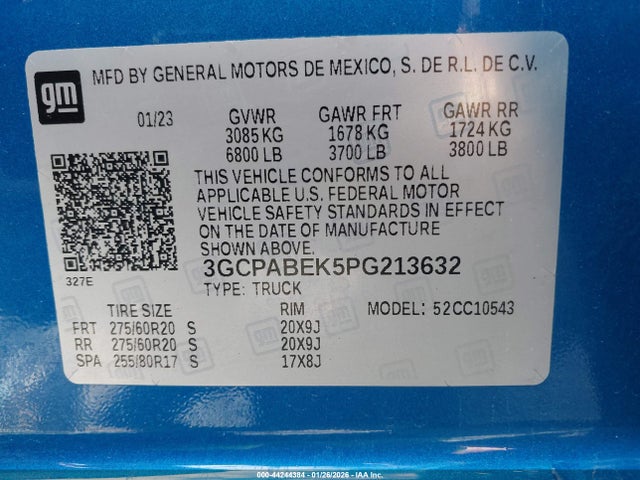 Chevrolet Silverado 1500 2wd Short Bed Custom 2023 3GCPABEK5PG213632 Image 9