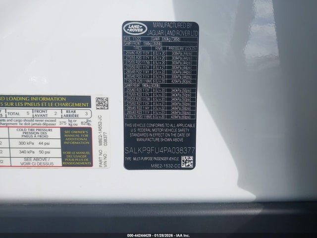 SALKP9FU4PA038377 Land Rover Range Rover P400 Se