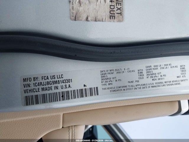 2021 JEEP GRAND CHEROKEE L 1C4RJJBG9M8143301 Photo 8