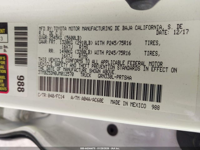 Toyota Tacoma Sr5 2018 3TMBZ5DN0JM012570 Image 9