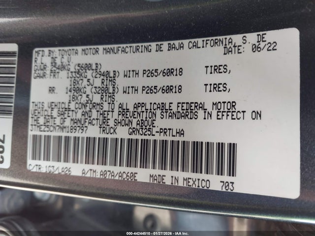 2022 TOYOTA TACOMA 3TMEZ5CN7NM189797 Photo 8