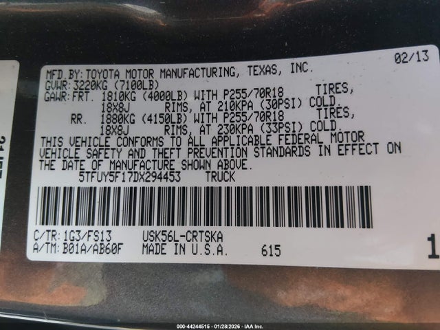 2013 TOYOTA TUNDRA 5TFUY5F17DX294453 Photo 8