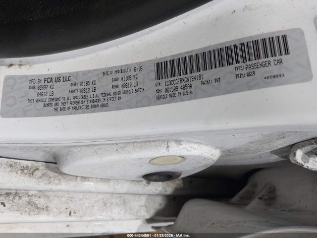 44244581 :رقم المزاد ، 1C3CCCFBXGN194181 vin ، 2016 Chrysler 200 Touring مزاد بيع