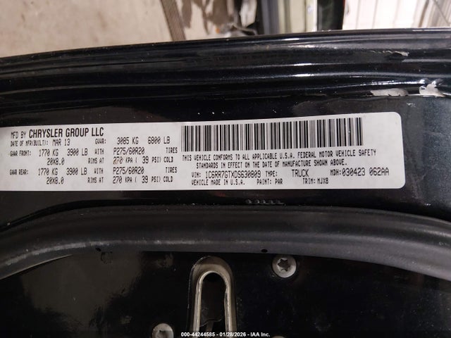 44244585 :رقم المزاد ، 1C6RR7GTXDS630809 vin ، 2013 Ram 1500 Big Horn مزاد بيع