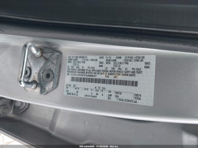 Aukcja sprzedaży 2015 Ford Escape Se, vin: 1FMCU0G91FUA80637, numer aukcji: 44244588