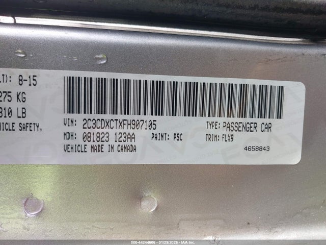 Продажа на аукционе авто 2015 Dodge Charger Road/track, vin: 2C3CDXCTXFH907105, номер лота: 44244606