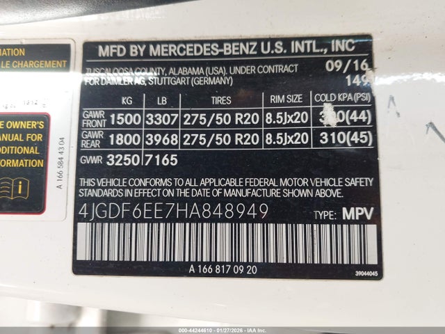 4JGDF6EE7HA848949 Mercedes-Benz Gls 450 4matic