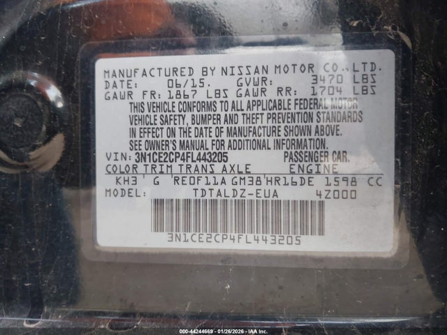 Nissan Versa Note Sv 2015 3N1CE2CP4FL443205 Image 9