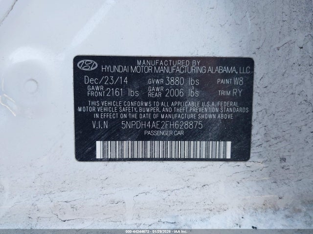 Hyundai ELANTRA SE 2015 5NPDH4AE2FH628875 Image 9