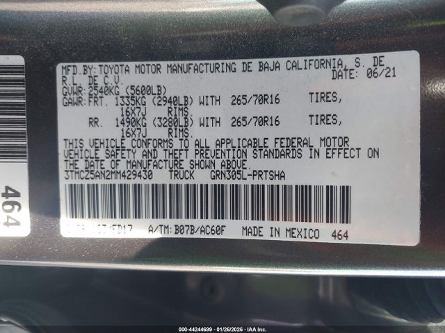 3TMCZ5AN2MM429430 Toyota Tacoma Trd Off-road