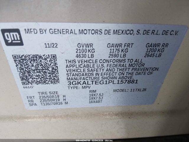Aukcja sprzedaży 2023 Gmc Terrain Awd Sle, vin: 3GKALTEG1PL157881, numer aukcji: 44244708