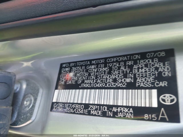 2009 Scion Xd მანქანა იყიდება აუქციონზე, vin: JTKKU104X9J032962, აუქციონის ნომერი: 44244753