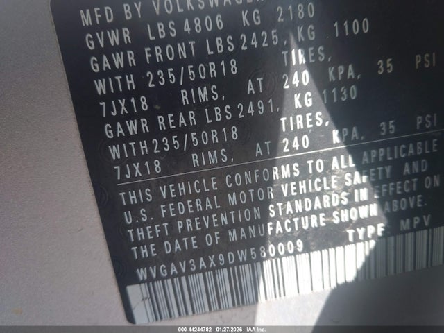 2013 VOLKSWAGEN TIGUAN WVGAV3AX9DW580009 Photo 8