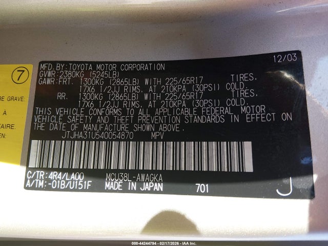 2004 LEXUS RX 330 JTJHA31U540054870 Photo 8