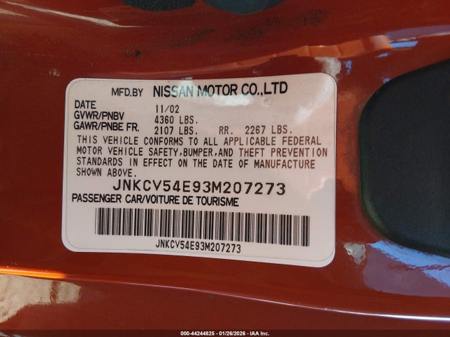 Продажа на аукционе авто 2003 Infiniti G35 Base W/leather, vin: JNKCV54E93M207273, номер лота: 44244825