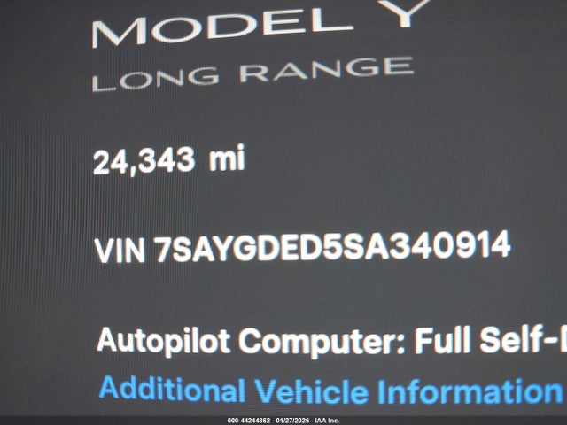 7SAYGDED5SA340914 Tesla Model Y Long Range Dual Motor Rear-wheel Drive
