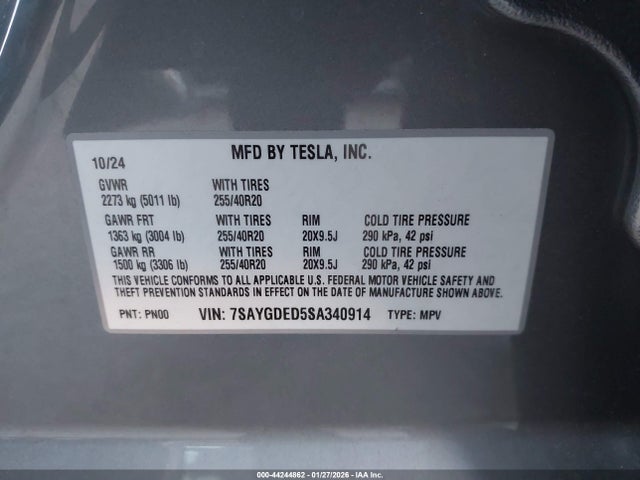 2025 TESLA MODEL Y 7SAYGDED5SA340914 Photo 8