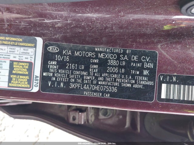 Aukcja sprzedaży 2017 Kia Forte Lx, vin: 3KPFL4A70HE075336, numer aukcji: 44244871