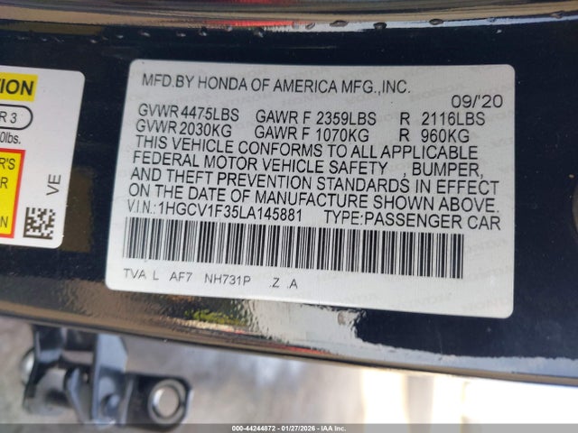 2020 HONDA ACCORD 1HGCV1F35LA145881 Photo 8