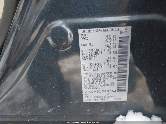5N1AT2MV9GC748764 Nissan Rogue Sl