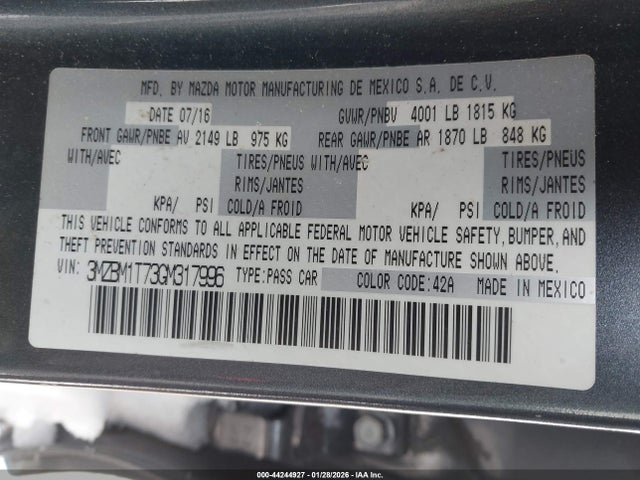 3MZBM1T73GM317996 Mazda Mazda3 I Sport