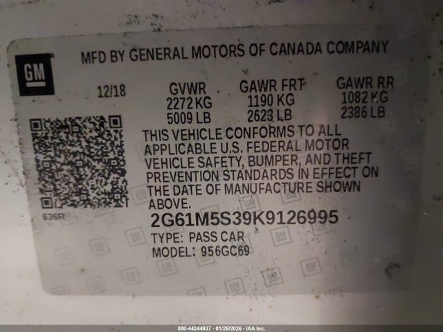 2019 CADILLAC XTS 2G61M5S39K9126995 Photo 8