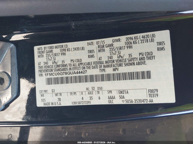 1FMCU0G78GUA44427 Ford ESCAPE SE