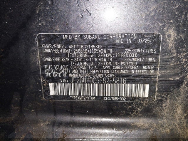 Продажа на аукционе авто 2025 Subaru Crosstrek Premium, vin: JF2GUHDC5S8265816, номер лота: 44245037