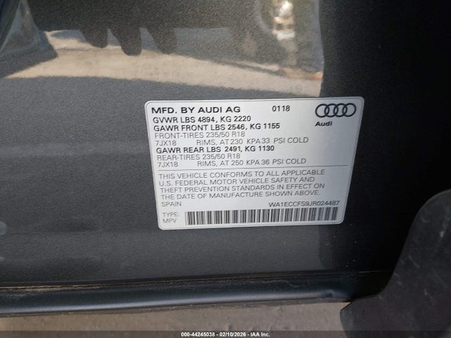 2018 AUDI Q3 WA1ECCFS9JR024487 Photo 8