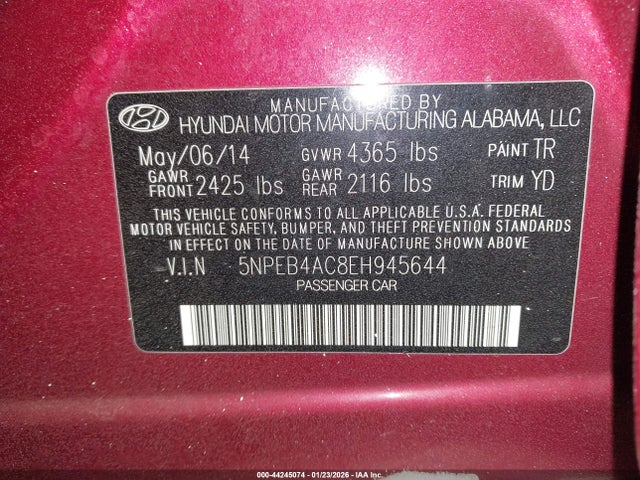 5NPEB4AC8EH945644 Hyundai SONATA GLS