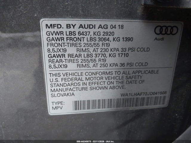2018 AUDI Q7 WA1LHAF72JD041508 Photo 8