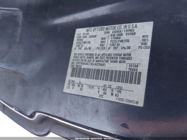 1999 FORD RANGER 1FTYR10C1XUA29681 Photo 8