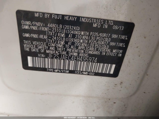 Продажа на аукционе авто 2014 Subaru Forester 2.5i Premium, vin: JF2SJAEC4EH495974, номер лота: 44245207