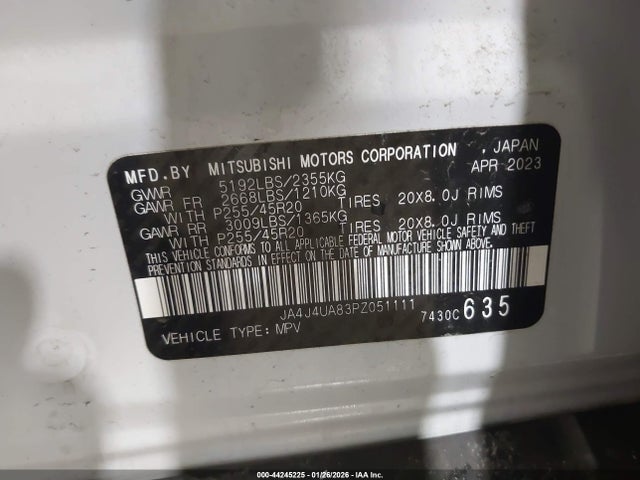 Продаж на аукціоні авто 2023 Mitsubishi Outlander Se 2.5 S-awc, vin: JA4J4UA83PZ051111, номер лоту: 44245225
